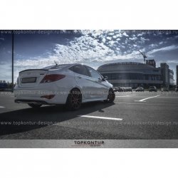 4 499 р. Лип спойлер HS1 Hyundai Solaris RBr седан дорестайлинг (2010-2014) (Неокрашенный)  с доставкой в г. Кемерово. Увеличить фотографию 2