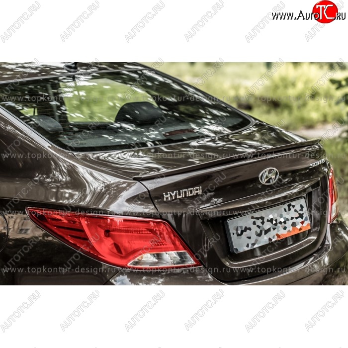 4 499 р. Лип спойлер HS-2 Hyundai Solaris RBr седан дорестайлинг (2010-2014) (Неокрашенный)  с доставкой в г. Кемерово