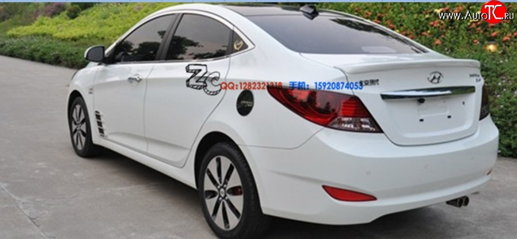 2 399 р. Лип спойлер M-VRS Hyundai Solaris RBr седан дорестайлинг (2010-2014) (Неокрашенный)  с доставкой в г. Кемерово
