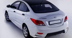 13 499 р. Задний бампер Sport  Hyundai Solaris  RBr (2010-2014) седан дорестайлинг (Неокрашенный)  с доставкой в г. Кемерово. Увеличить фотографию 2