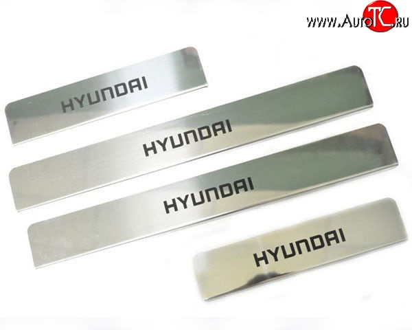 829 р. Накладки на порожки автомобиля M-VRS (нанесение надписи методом окраски) Hyundai Solaris RBr седан рестайлинг (2014-2017)  с доставкой в г. Кемерово