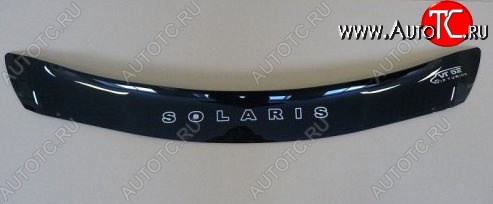 999 р. Дефлектор капота Russtal (короткий) Hyundai Solaris RBr седан рестайлинг (2014-2017)  с доставкой в г. Кемерово