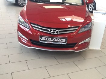 3 899 р. Накладка на передний бампер АвтоКрат  Hyundai Solaris  RBr (2014-2017) седан рестайлинг (Неокрашенная)  с доставкой в г. Кемерово. Увеличить фотографию 2