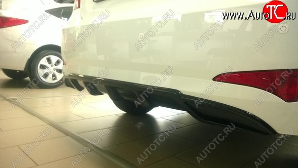 3 899 р. Накладка на задний бампер АвтоКрат  Hyundai Solaris  RBr (2014-2017) седан рестайлинг (Неокрашенная)  с доставкой в г. Кемерово