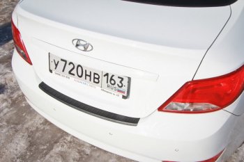 1 189 р. Накладка защитная на задний бампер Yuago Hyundai Solaris RBr седан рестайлинг (2014-2017)  с доставкой в г. Кемерово. Увеличить фотографию 4