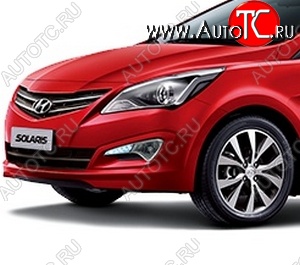 3 659 р. Бампер передний Стандартный Hyundai Solaris RBr седан рестайлинг (2014-2017) (Окрашенный)  с доставкой в г. Кемерово