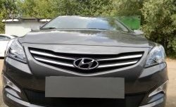 2 099 р. Сетка на бампер Russtal (черная) Hyundai Solaris RBr седан рестайлинг (2014-2017)  с доставкой в г. Кемерово. Увеличить фотографию 5