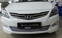 1 539 р. Сетка на бампер Russtal (хром)  Hyundai Solaris  RBr (2014-2017) седан рестайлинг  с доставкой в г. Кемерово. Увеличить фотографию 1