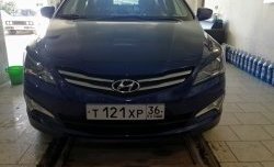 679 р. Реснички на фары Кураж  Hyundai Solaris  RBr (2014-2017) седан рестайлинг (Неокрашенные)  с доставкой в г. Кемерово. Увеличить фотографию 3