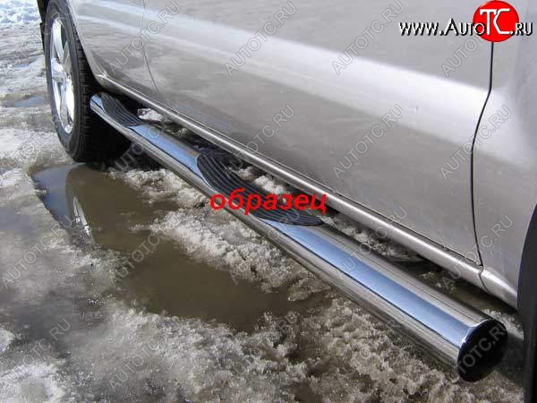 12 399 р. Защита порогов их трубы d76 Slitkoff (с проступью) Hyundai Tucson LM (2010-2017) (Цвет: серебристый)  с доставкой в г. Кемерово