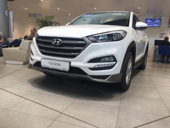 5 649 р. Накладка на передний бампер АвтоКрат  Hyundai Tucson  TL (2015-2018) дорестайлинг (Неокрашенная)  с доставкой в г. Кемерово. Увеличить фотографию 3