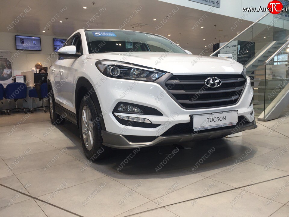 5 649 р. Накладка на передний бампер АвтоКрат  Hyundai Tucson  TL (2015-2018) дорестайлинг (Неокрашенная)  с доставкой в г. Кемерово