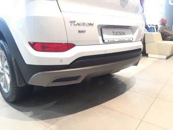 5 649 р. Накладка на задний бампер АвтоКрат  Hyundai Tucson  TL (2015-2018) дорестайлинг (Неокрашенная)  с доставкой в г. Кемерово. Увеличить фотографию 2