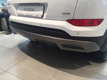 5 649 р. Накладка на задний бампер АвтоКрат  Hyundai Tucson  TL (2015-2018) дорестайлинг (Неокрашенная)  с доставкой в г. Кемерово. Увеличить фотографию 4