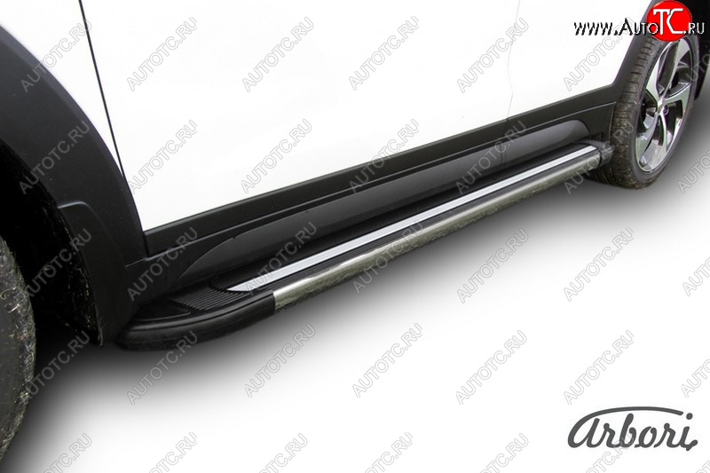 12 509 р. Порожки для ног Arbori Luxe Black Hyundai Tucson TL дорестайлинг (2015-2018)  с доставкой в г. Кемерово