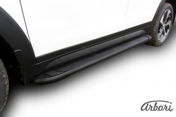Порожки для ног Arbori Optima Black Hyundai Tucson TL дорестайлинг (2015-2018)