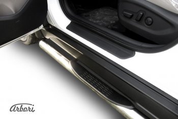 15 299 р. Защита штатных порогов Arbori (с проступью, нержавейка, d76 mm). Hyundai Tucson TL дорестайлинг (2015-2018)  с доставкой в г. Кемерово. Увеличить фотографию 2