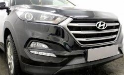 1 539 р. Защитная сетка на бампер Russtal (хром)  Hyundai Tucson  TL (2015-2018) дорестайлинг  с доставкой в г. Кемерово. Увеличить фотографию 1