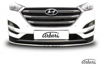 4 999 р. Защита переднего бампера Arbori (с надписью, нержавейка, 1 труба d42 mm). Hyundai Tucson TL дорестайлинг (2015-2018)  с доставкой в г. Кемерово. Увеличить фотографию 3