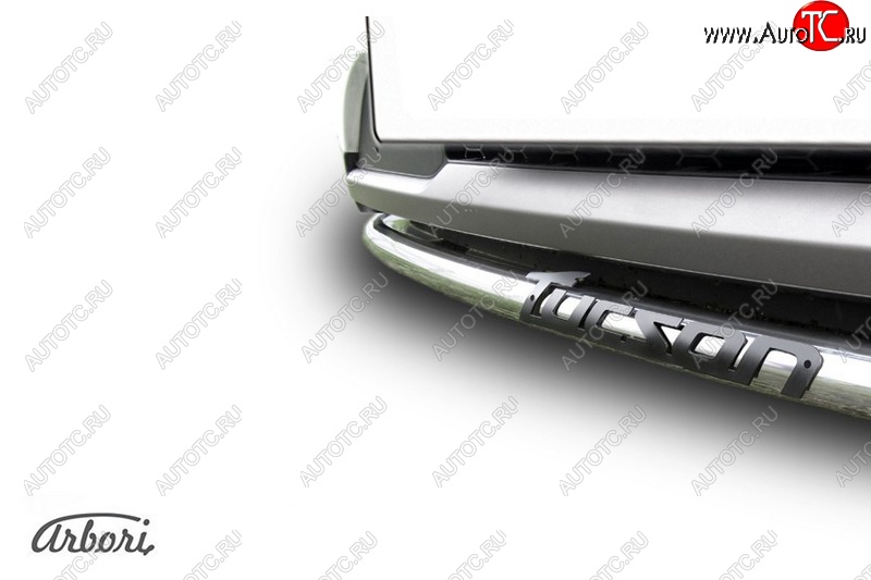 4 999 р. Защита переднего бампера Arbori (с надписью, нержавейка, 1 труба d42 mm). Hyundai Tucson TL дорестайлинг (2015-2018)  с доставкой в г. Кемерово