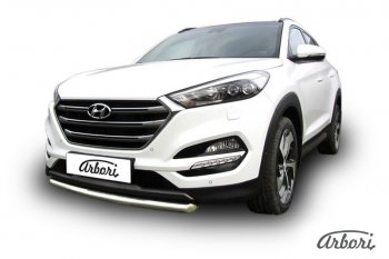 14 291 р. Защита переднего бампера Arbori (нержавейка, 1 труба d57 mm). Hyundai Tucson TL дорестайлинг (2015-2018)  с доставкой в г. Кемерово. Увеличить фотографию 2
