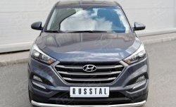 15 999 р. Защита переднего бампера (Ø63 мм, нержавейка) SLITKOFF  Hyundai Tucson  TL (2015-2018) дорестайлинг  с доставкой в г. Кемерово. Увеличить фотографию 1