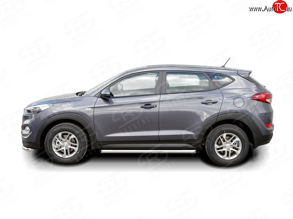 15 799 р. Защита порогов из круглой трубы диаметром 63 мм Russtal Hyundai Tucson TL дорестайлинг (2015-2018)  с доставкой в г. Кемерово