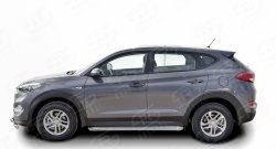 77 999 р. Широкая защита порогов Russtal Hyundai Tucson TL дорестайлинг (2015-2018) (Защита порогов с со скосами на торцах (вариант 1))  с доставкой в г. Кемерово. Увеличить фотографию 3