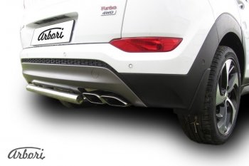 14 249 р. Защита штатных порогов Arbori (нержавейка, d57 mm). Hyundai Tucson TL дорестайлинг (2015-2018)  с доставкой в г. Кемерово. Увеличить фотографию 2