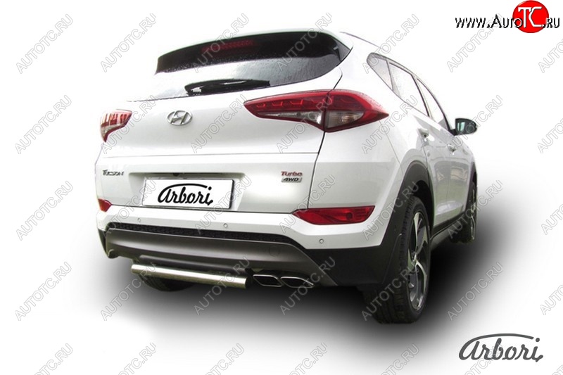 14 249 р. Защита штатных порогов Arbori (нержавейка, d57 mm). Hyundai Tucson TL дорестайлинг (2015-2018)  с доставкой в г. Кемерово