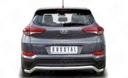 15 999 р. Защита заднего бампера (Ø63 мм волна, нержавейка) SLITKOFF  Hyundai Tucson  TL (2015-2018) дорестайлинг  с доставкой в г. Кемерово. Увеличить фотографию 1