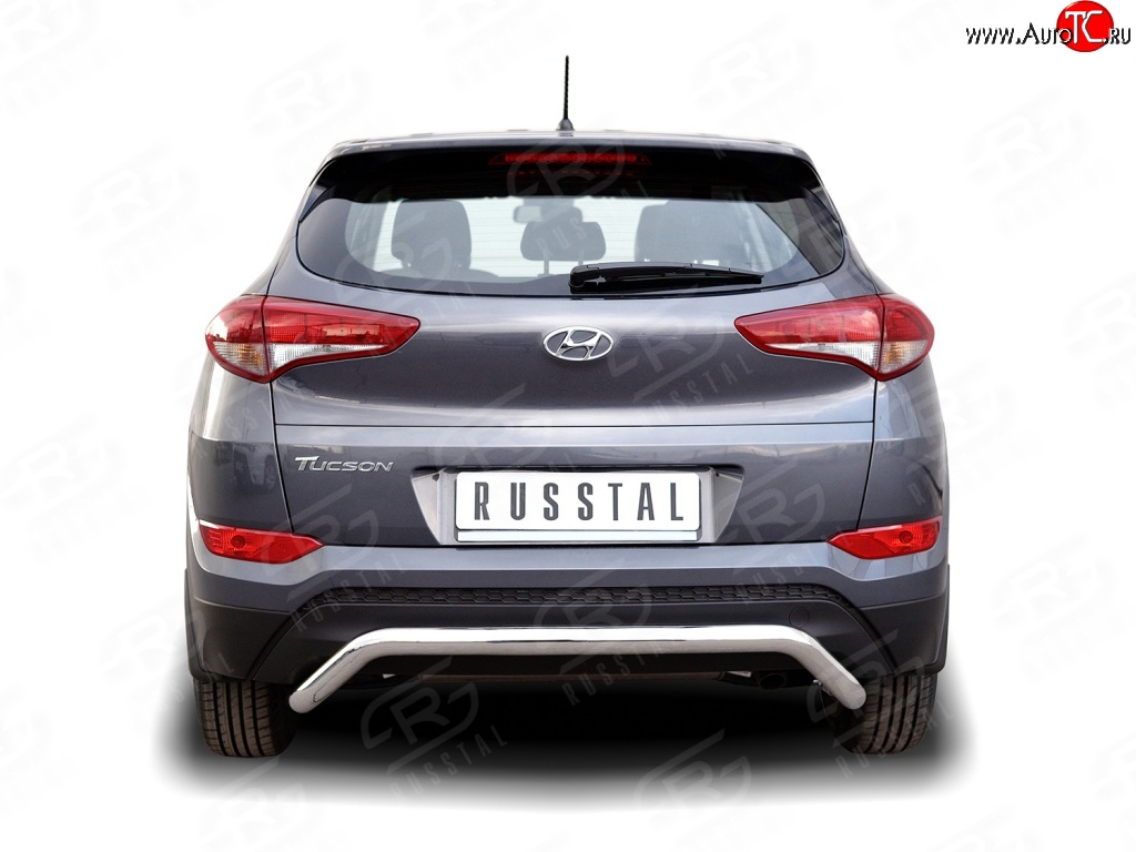 15 349 р. Защита заднего бампера (Ø63 мм волна короткая, нержавейка) SLITKOFF  Hyundai Tucson  TL (2015-2018) дорестайлинг  с доставкой в г. Кемерово