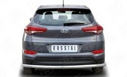 Защита заднего бампера (Ø63 мм длинная, нержавейка) SLITKOFF Hyundai Tucson  TL (2015-2018) дорестайлинг