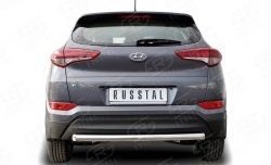 Защита заднего бампера (Ø63 мм короткая, нержавейка) SLITKOFF Hyundai Tucson  TL (2015-2018) дорестайлинг