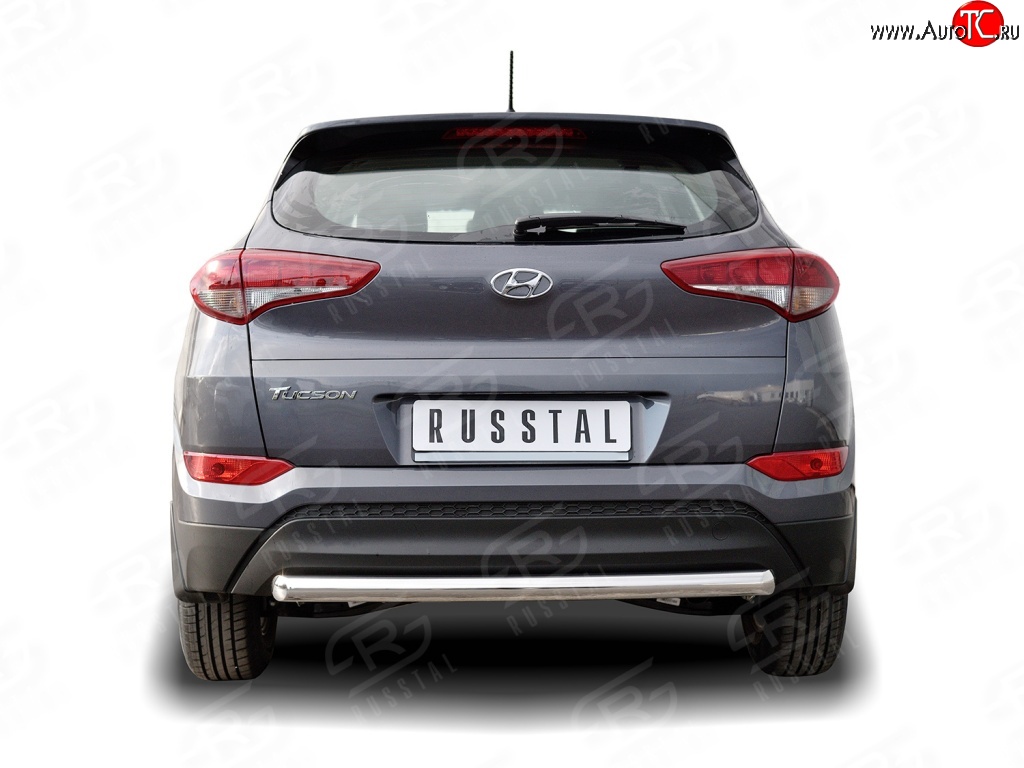 13 899 р. Защита заднего бампера (Ø63 мм короткая, нержавейка) SLITKOFF  Hyundai Tucson  TL (2015-2018) дорестайлинг  с доставкой в г. Кемерово