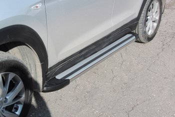 Алюминиевые пороги для ног Slitkoff (Luxe) Hyundai Tucson  TL (2018-2021) рестайлинг