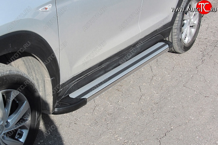 10 699 р. Алюминиевые пороги для ног Slitkoff (Luxe)  Hyundai Tucson  TL (2018-2021) рестайлинг (Серебристые)  с доставкой в г. Кемерово