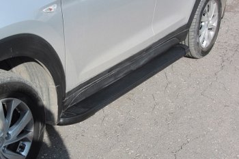 13 349 р. Алюминиевые пороги для ног Slitkoff (optima)  Hyundai Tucson  TL (2018-2021) рестайлинг (Серебристые)  с доставкой в г. Кемерово. Увеличить фотографию 2