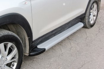 Алюминиевые пороги для ног Slitkoff (optima) Hyundai Tucson  TL (2018-2021) рестайлинг