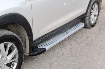 Алюминиевые пороги для ног Slitkoff (standart) Hyundai Tucson  TL (2018-2021) рестайлинг