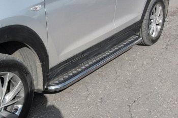 18 599 р. Защита порогов d57 Slitkoff (с листом)  Hyundai Tucson  TL (2018-2021) рестайлинг  с доставкой в г. Кемерово. Увеличить фотографию 2