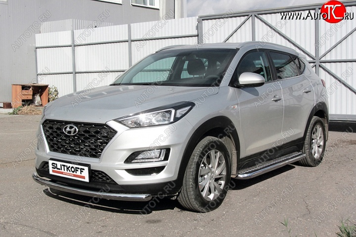18 599 р. Защита порогов d57 Slitkoff (с листом)  Hyundai Tucson  TL (2018-2021) рестайлинг  с доставкой в г. Кемерово