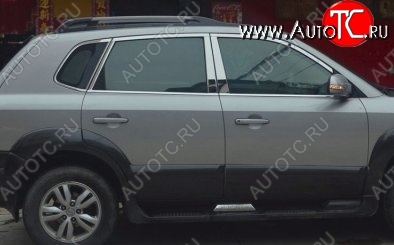 6 899 р. Накладки на верхнюю часть по периметру окон боковых дверей СТ Hyundai Tucson JM (2004-2010) (Неокрашенные)  с доставкой в г. Кемерово