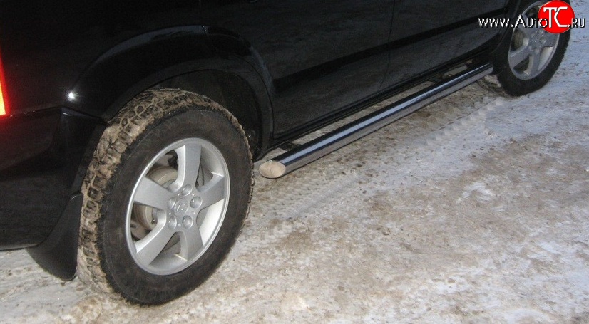 77 999 р. Защита порогов из круглой трубы диаметром 76 мм Russtal Hyundai Tucson JM (2004-2010) (Защита порогов с со скосами на торцах (вариант 1))  с доставкой в г. Кемерово