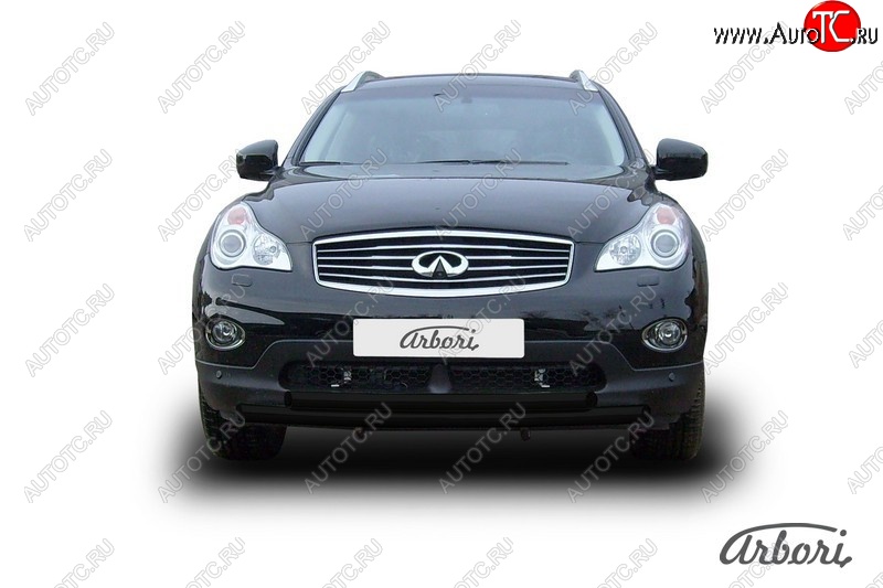 8 369 р. Защита переднего бампера Arbori (черная, 2 трубы d57 и 57 mm)  INFINITI EX35  J50 (2007-2013)  с доставкой в г. Кемерово