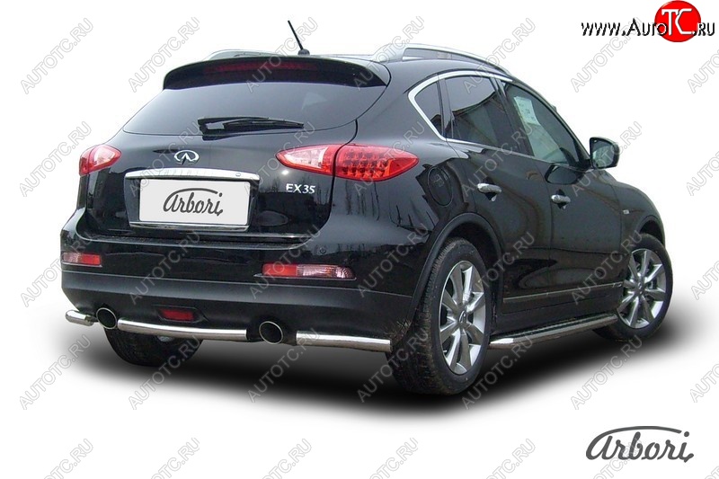 8 180 р. Защита заднего бампера Arbori (короткая, нержавейка, 1 труба d57 mm). INFINITI EX35 J50 (2007-2013)  с доставкой в г. Кемерово
