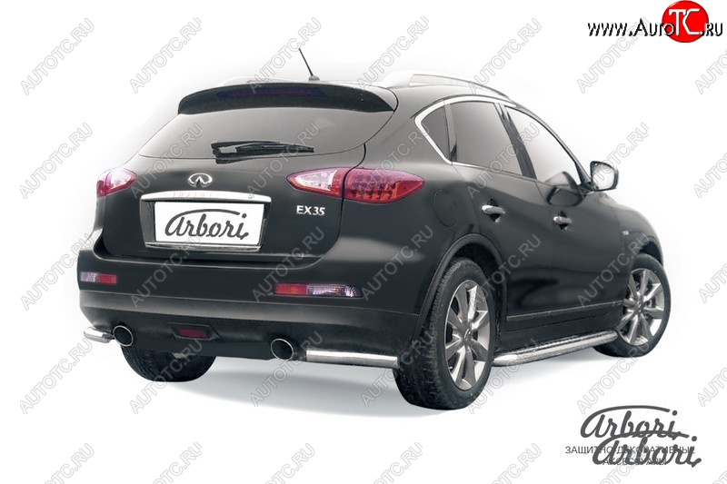 8 999 р. Защита заднего бампера Arbori (уголки, нержавейка, 1 труба d57 mm). INFINITI EX35 J50 (2007-2013)  с доставкой в г. Кемерово
