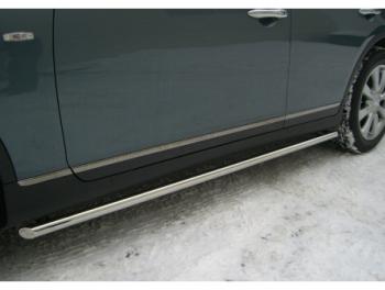 Защита порогов (труба, d42 мм) SLITKOFF INFINITI EX35 J50 (2007-2013) (Торцы со срезом 45°)