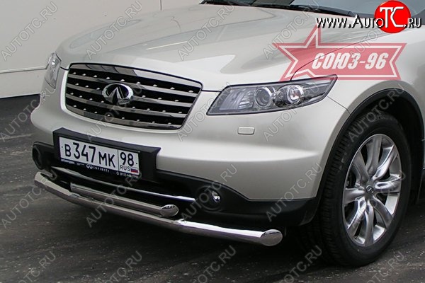 27 134 р. Защита переднего бампера двойная (Европа) Souz-96 (d76/60)  INFINITI FX35  S50 - FX45  S50  с доставкой в г. Кемерово