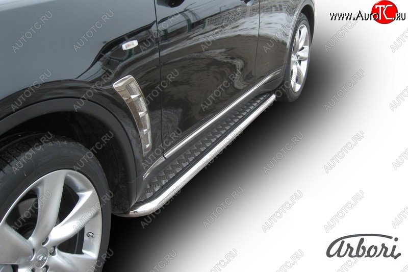 20 519 р. Защита штатных порогов с листом Arbori (нержавейка, алюминий, d57) INFINITI FX35 S51 дорестайлинг (2008-2011)  с доставкой в г. Кемерово